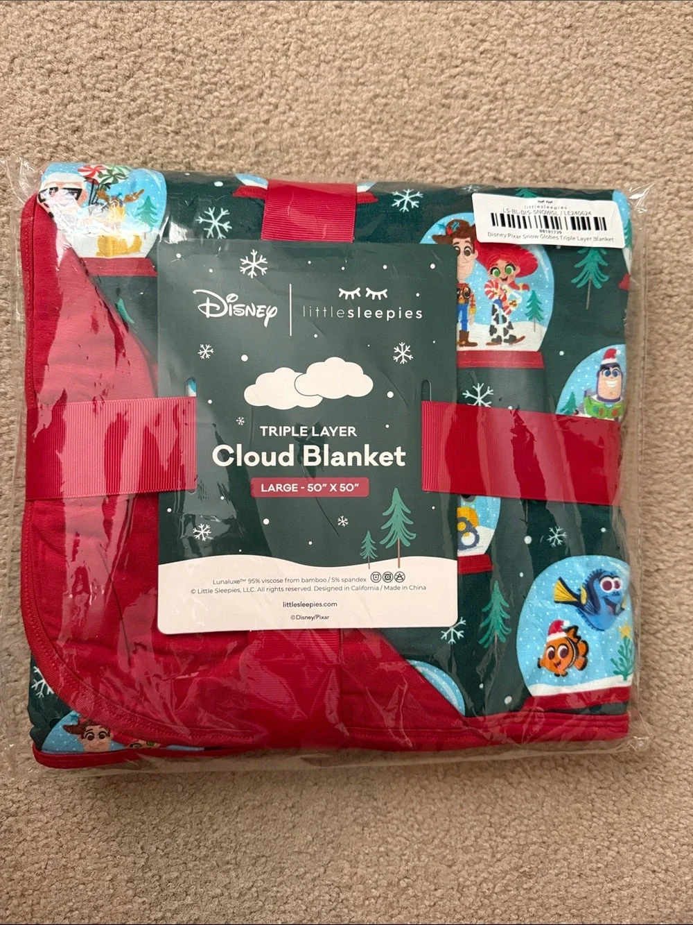 Little Sleepies Disney Pixar Snow Globes Cloud Blanket